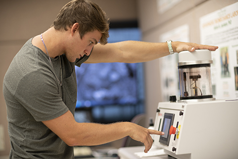 student working in a lab