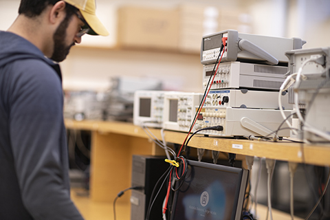 professor working in a lab